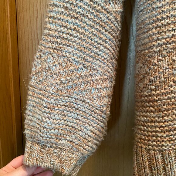 Women's Prana Sukie Chunky Knit Sweater Duster Cardigan Size tan/blue M Wool - Picture 3 of 8